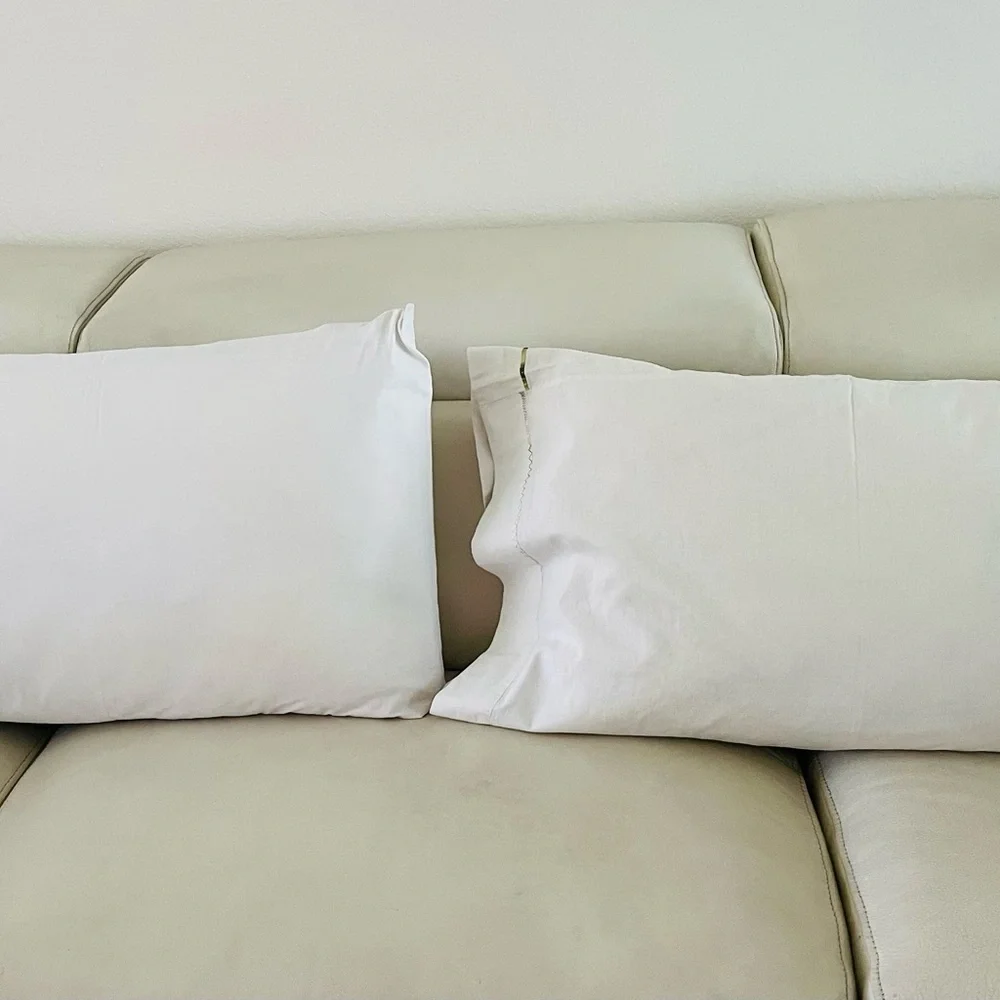 Floral Embroidered Pillowcases - White and Yellow 18/29 Inches